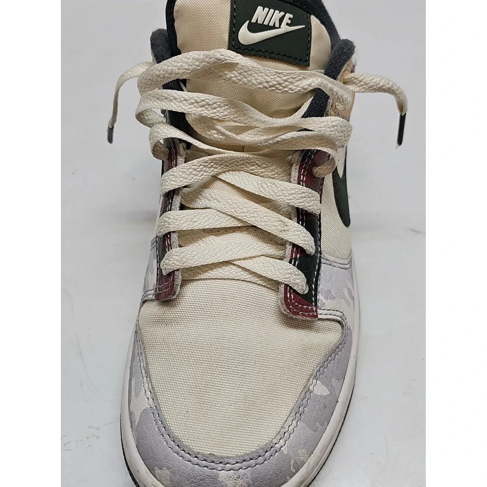 Nike Dunk SE Sail Multi-Camo Low Top Leather Sneakers DH0957-100 Sz 7.5